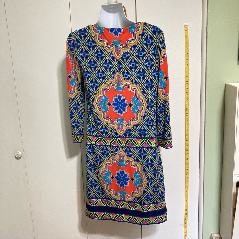 LAUNDRY By Shelli Segal Bohemian Mandala Geometric Dress Women XS - Picture 6 of 14